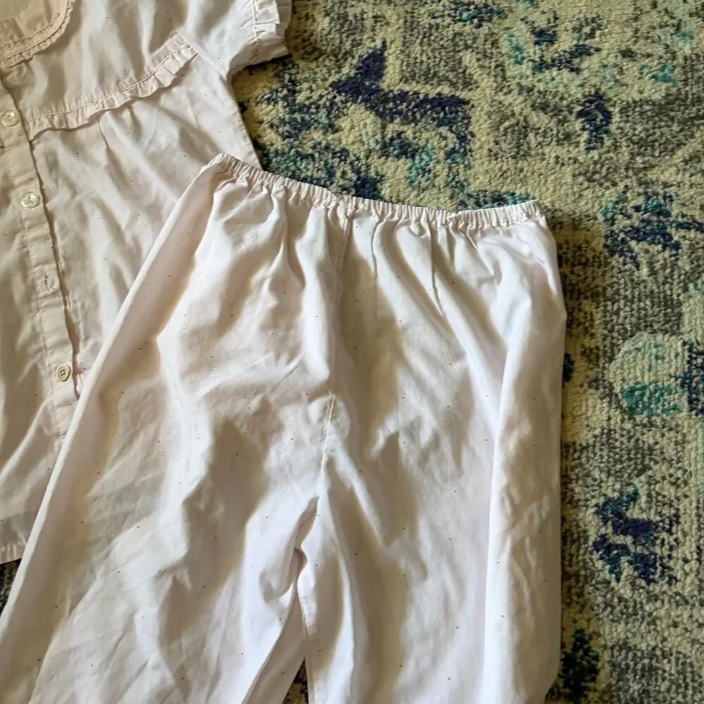 Girly Baby Pink Cottagecore Pajama Set Girls Size Large 12/14